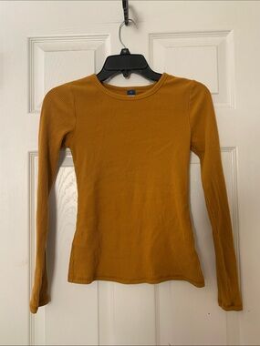 Women's Ribbed Long-Sleeve Tee in Orange